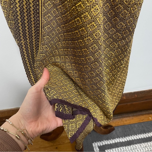 Zara Jacquard Gold Knit Cardigan Puff Sleeves - Picture 9 of 10